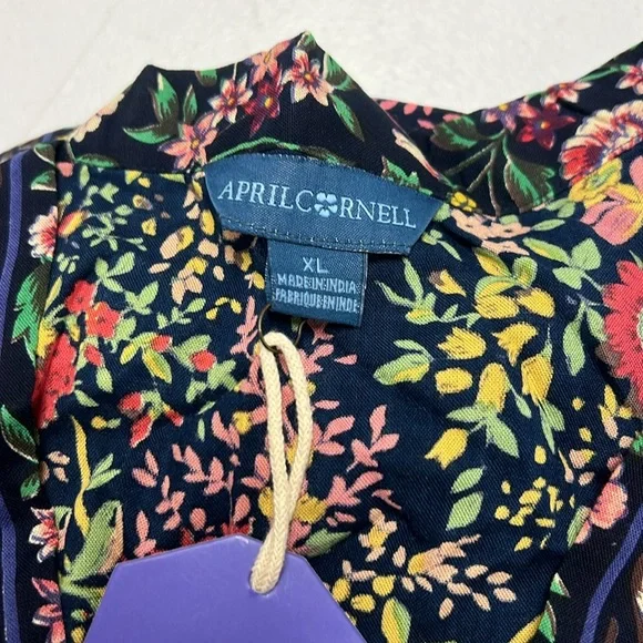 April Cornell NEW Darjeeling Dress Floral Maxi Navy SZ XL - Picture 6 of 7